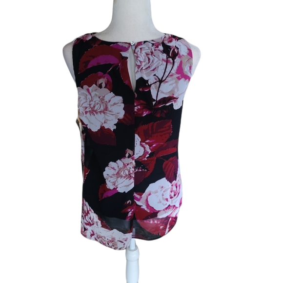 Dressbarn sleeveless purple floral blouse top flowy small new with tags work - Picture 2 of 6